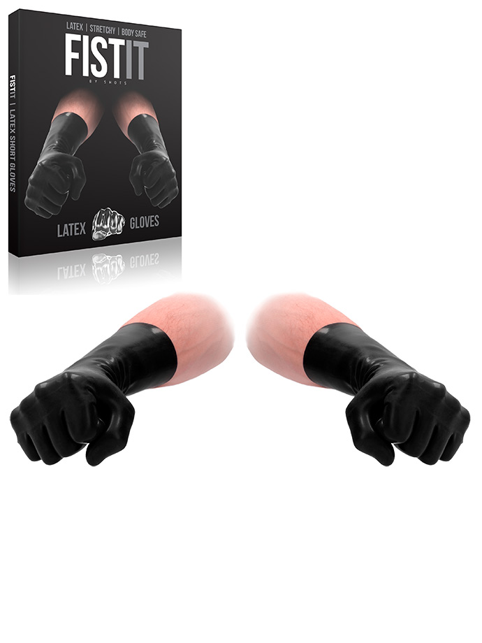 FistIt Latex Short Gloves - Gants noirs