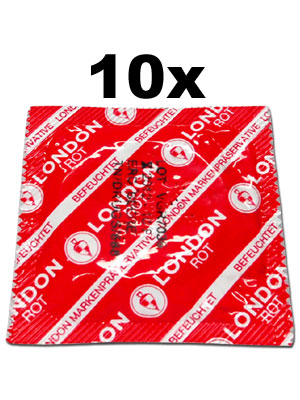 10 x London Condoms - Red with strawberry flavor