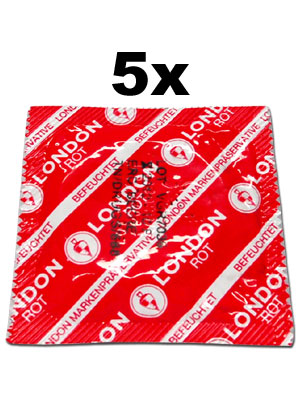 5 Stck London Kondome - Rot mit Erdbeeraroma
